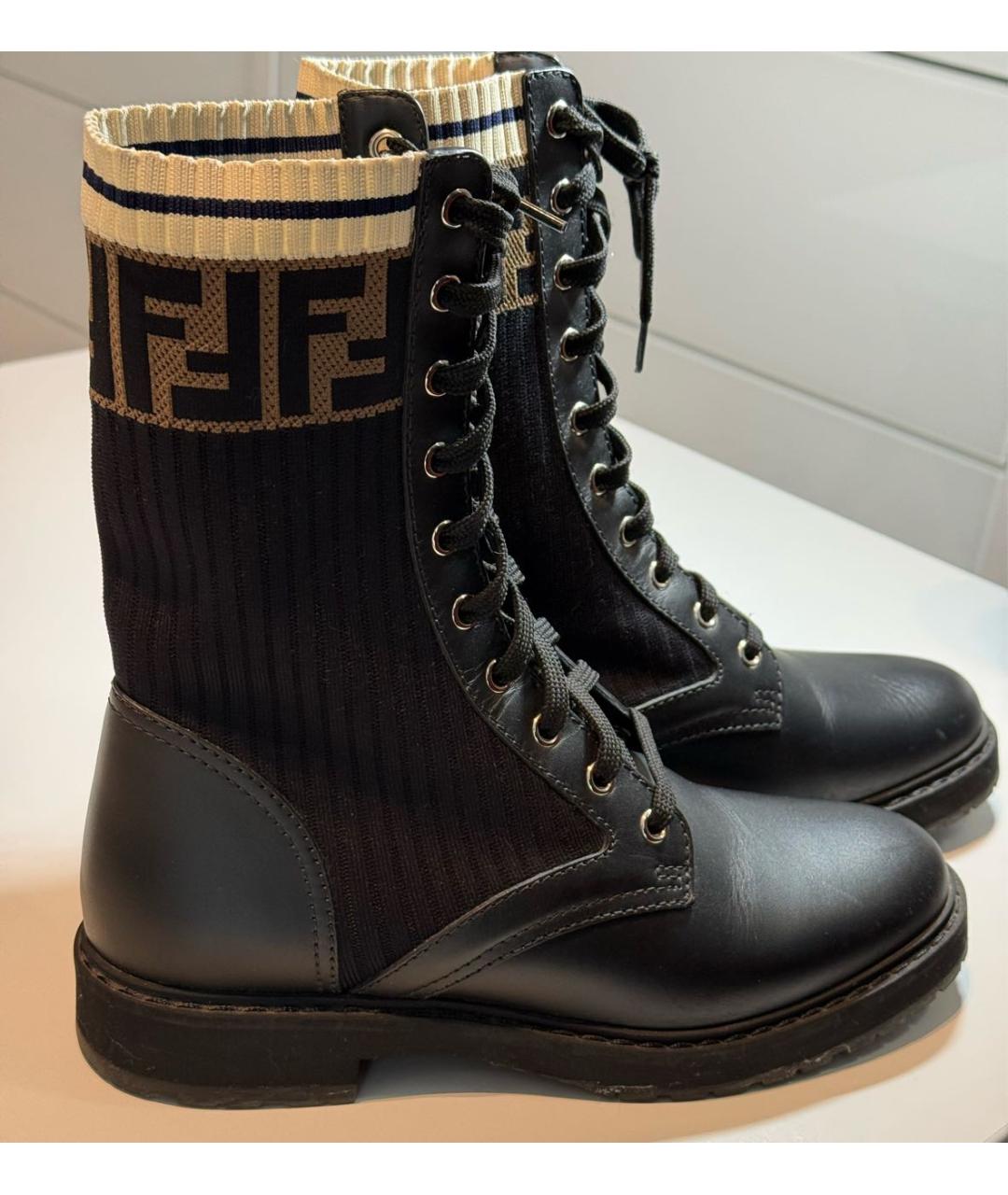 FENDI Черные кожаные ботинки, фото 5