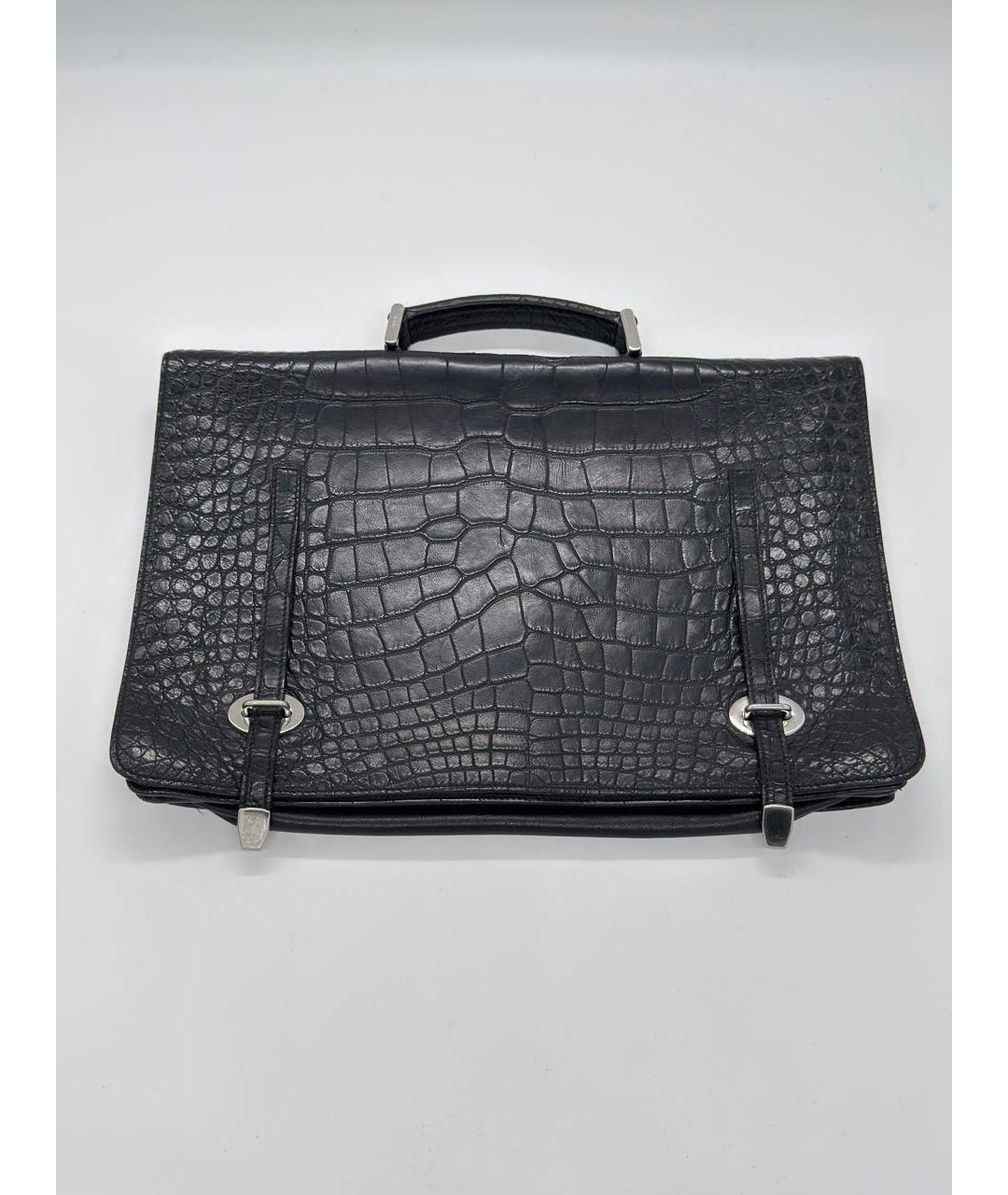 PRADA Черный портфель из экзотической кожи, фото 9