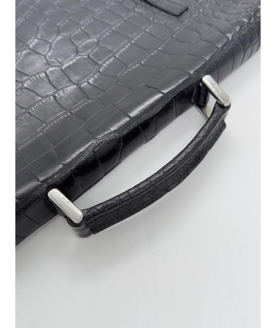 PRADA Черный портфель из экзотической кожи, фото 3