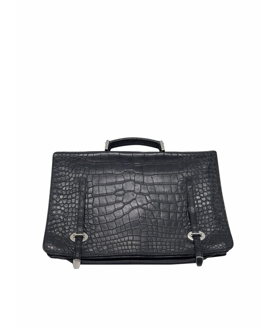 PRADA Черный портфель из экзотической кожи, фото 1