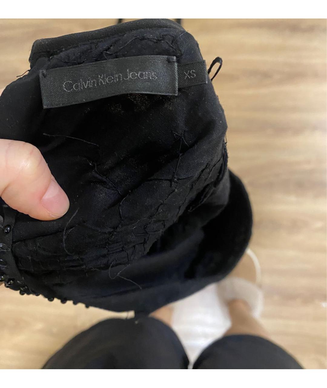 CALVIN KLEIN Черное хлопковое коктейльное платье, фото 3