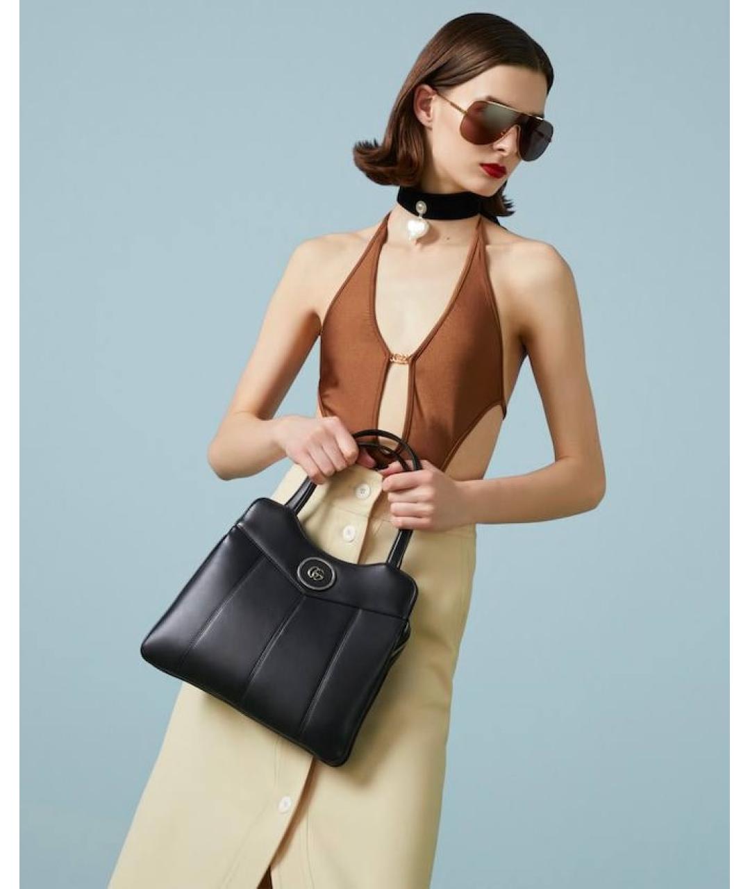 GUCCI Черная кожаная сумка с короткими ручками, фото 3