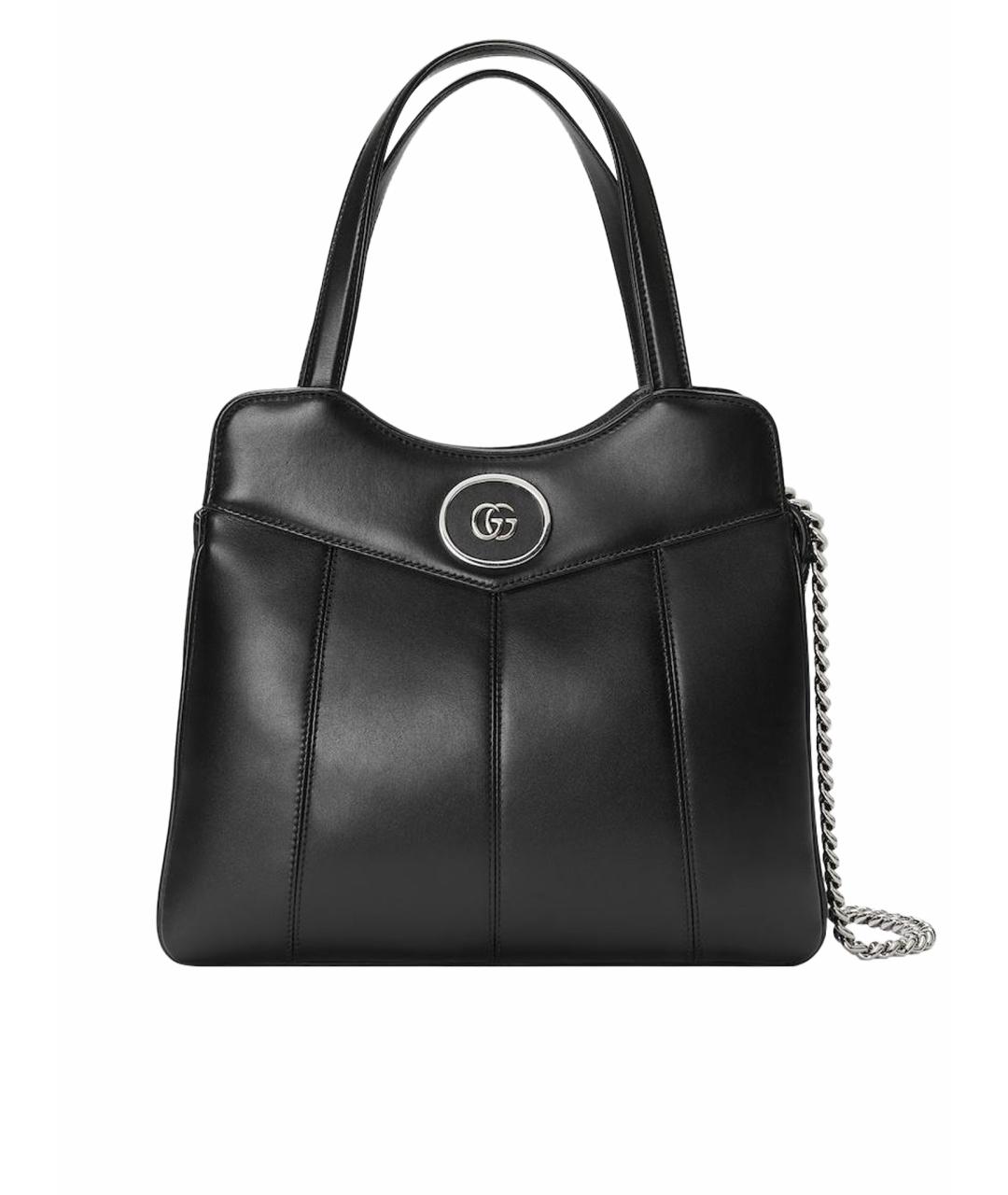 GUCCI Черная кожаная сумка с короткими ручками, фото 1