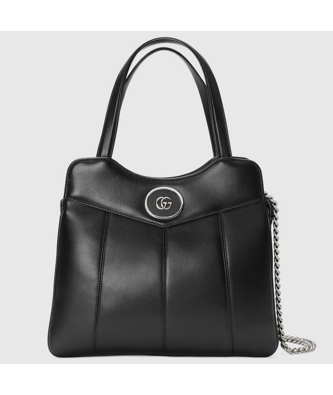 GUCCI Черная кожаная сумка с короткими ручками, фото 5