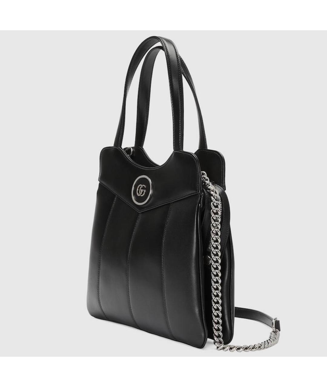 GUCCI Черная кожаная сумка с короткими ручками, фото 2