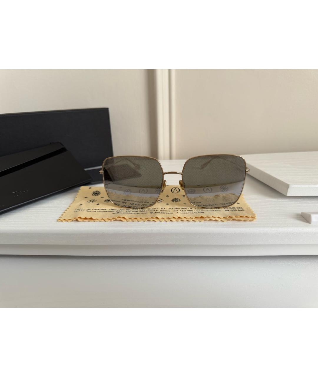 CHRISTIAN DIOR Серебряные металлические солнцезащитные очки, фото 2