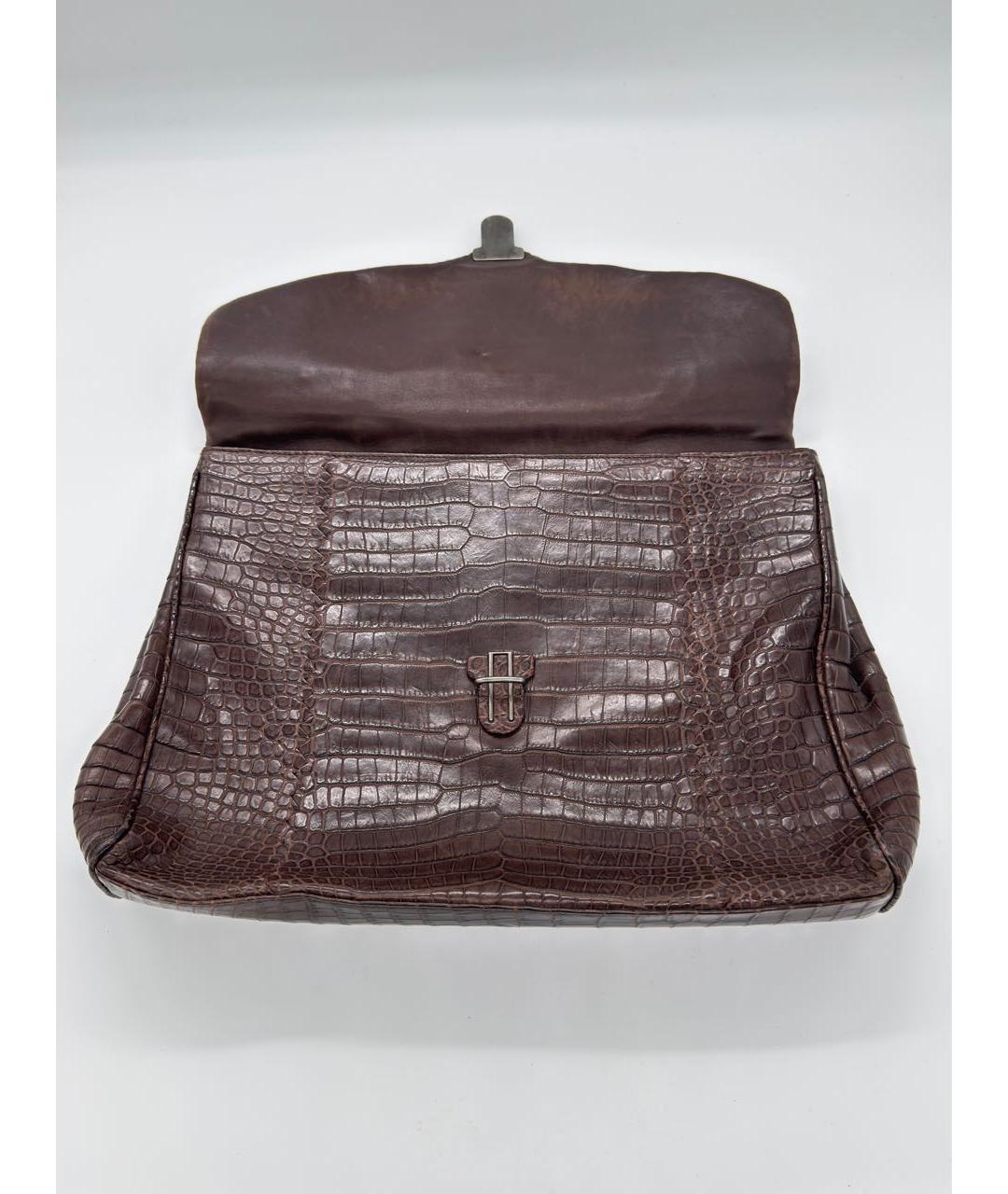 BOTTEGA VENETA Коричневый портфель из экзотической кожи, фото 4