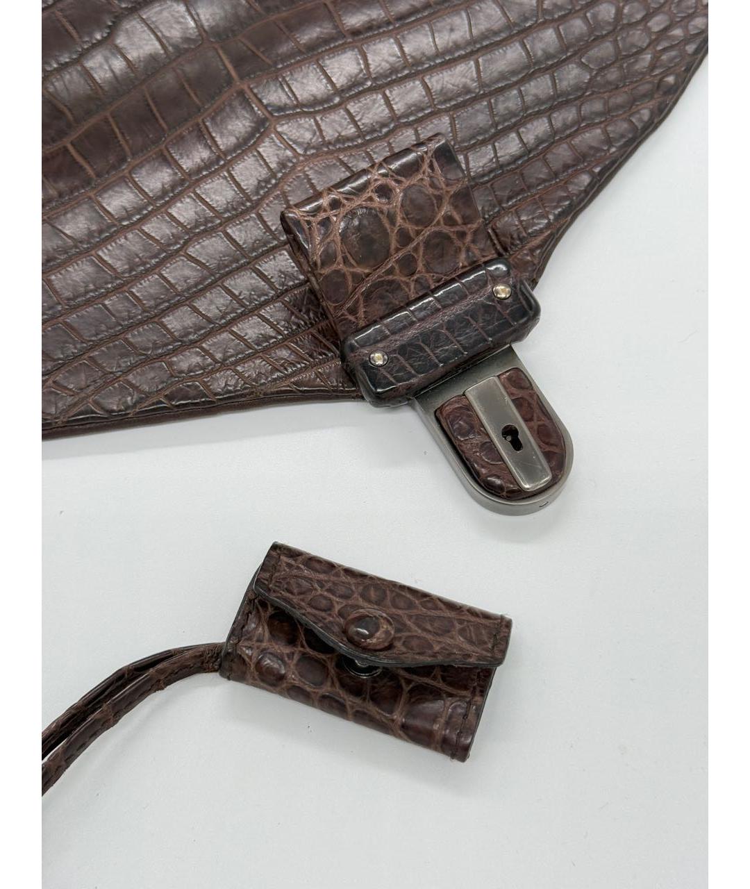 BOTTEGA VENETA Коричневый портфель из экзотической кожи, фото 8