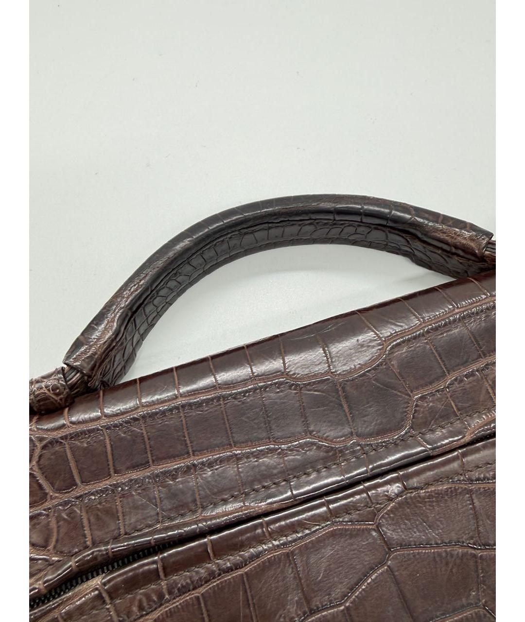 BOTTEGA VENETA Коричневый портфель из экзотической кожи, фото 3