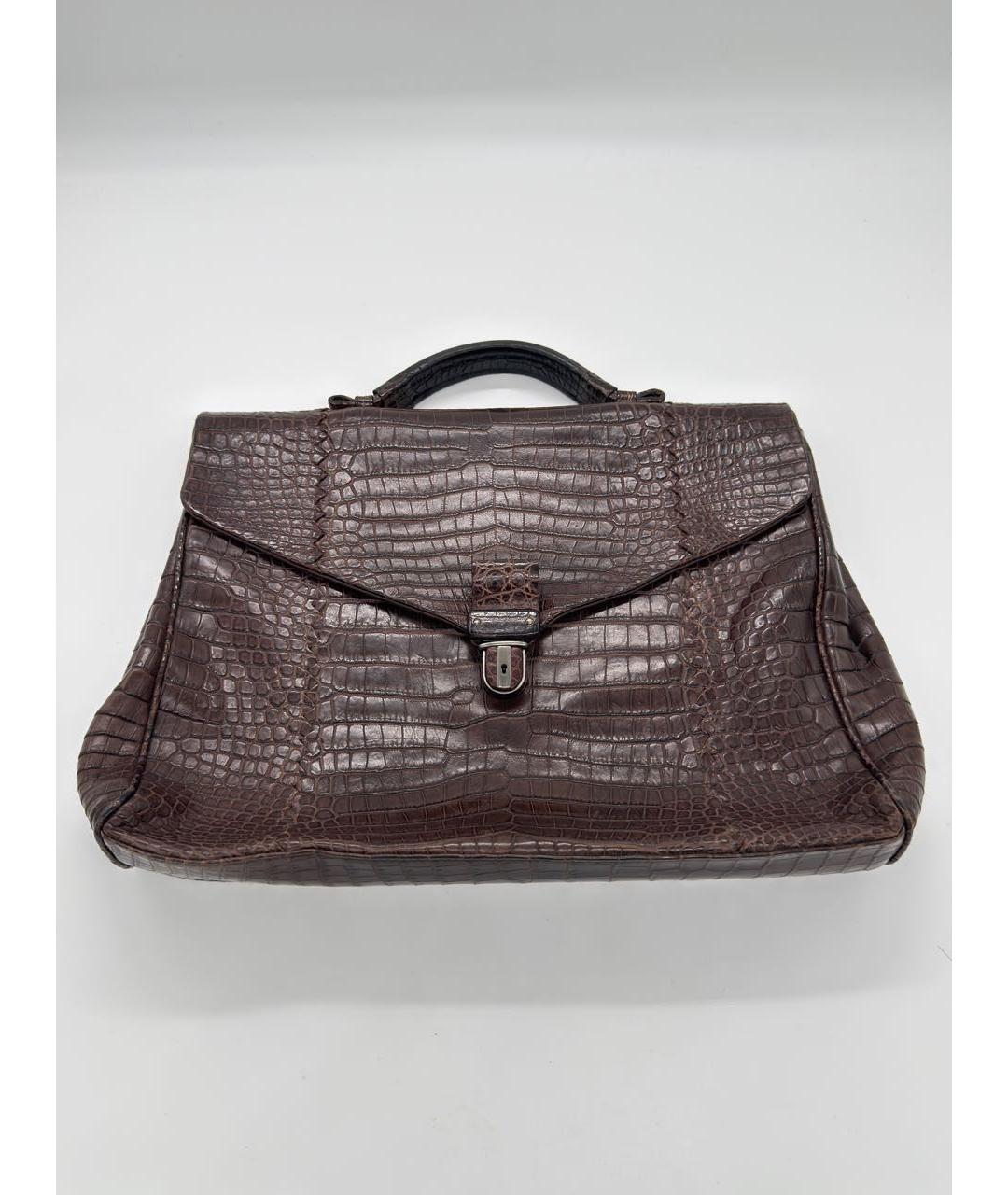 BOTTEGA VENETA Коричневый портфель из экзотической кожи, фото 9