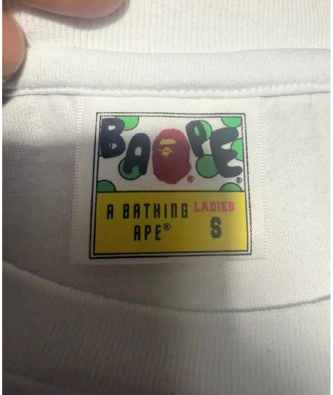 A BATHING APE Белая хлопковая футболка, фото 4