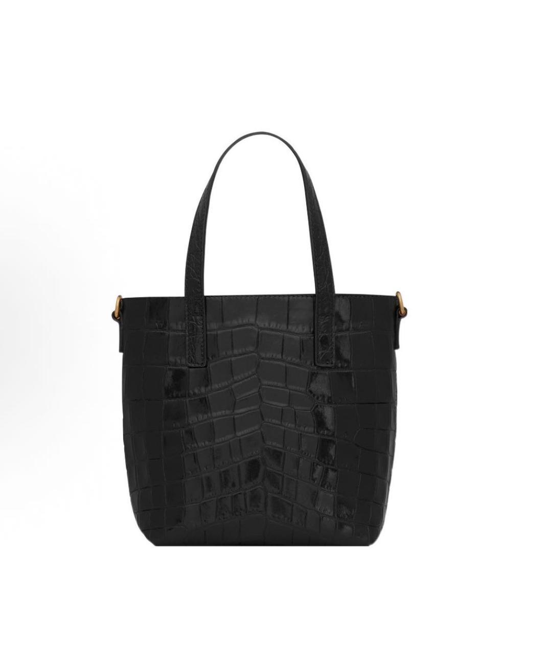 SAINT LAURENT Черная кожаная сумка с короткими ручками, фото 3