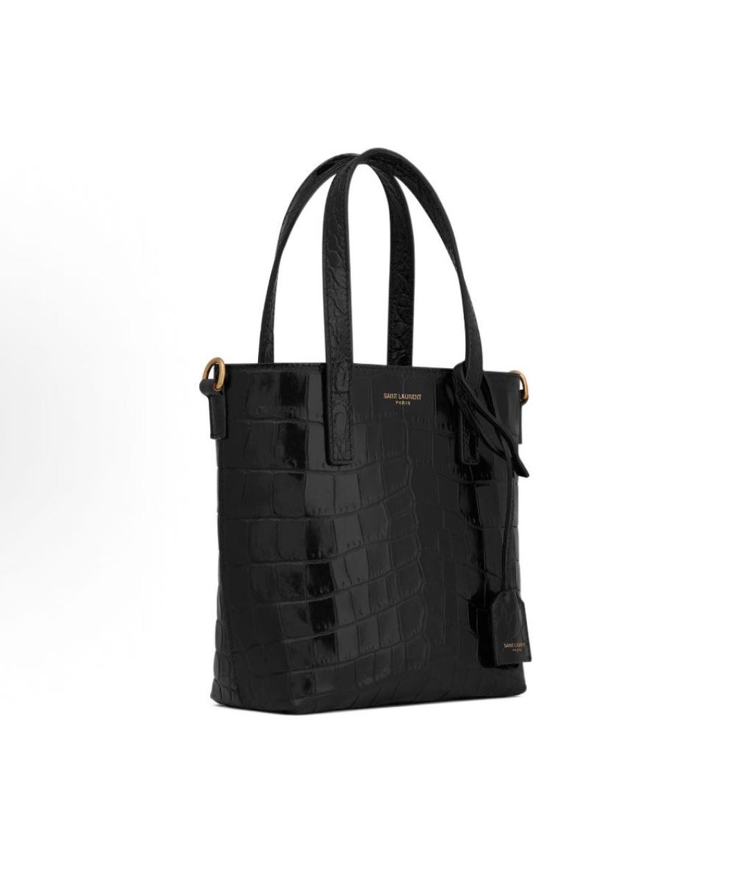 SAINT LAURENT Черная кожаная сумка с короткими ручками, фото 2