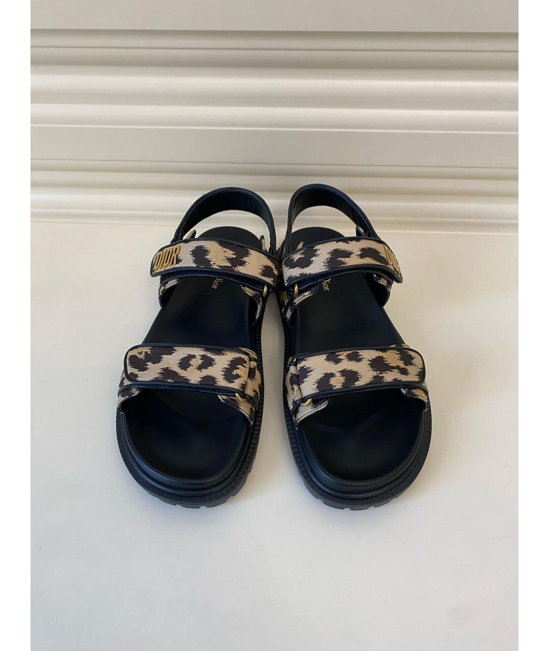 CHRISTIAN DIOR Коричневые кожаные сандалии, фото 8