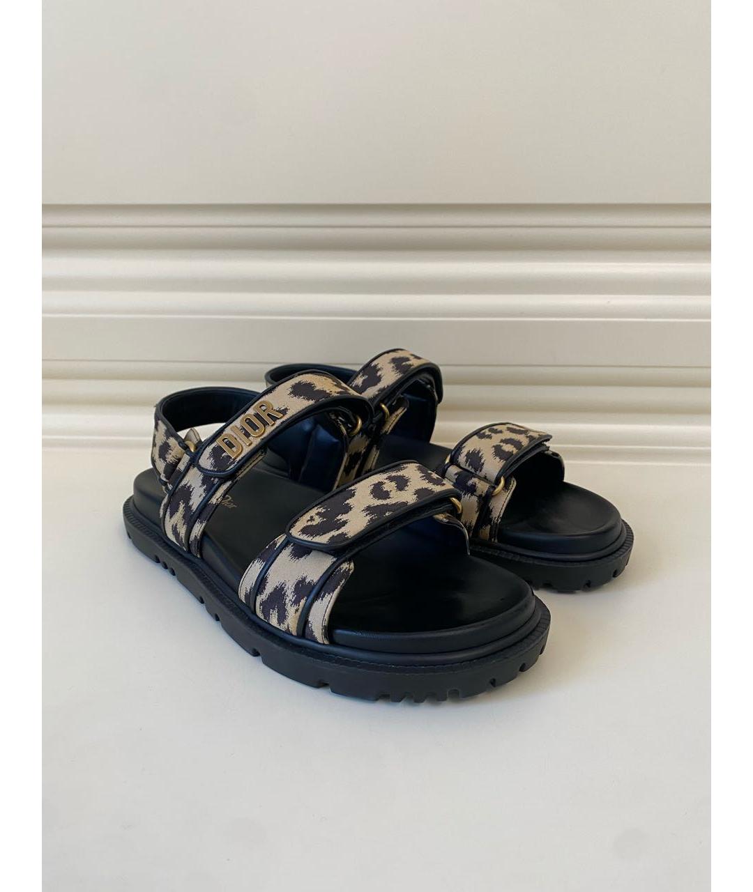 CHRISTIAN DIOR Коричневые кожаные сандалии, фото 2