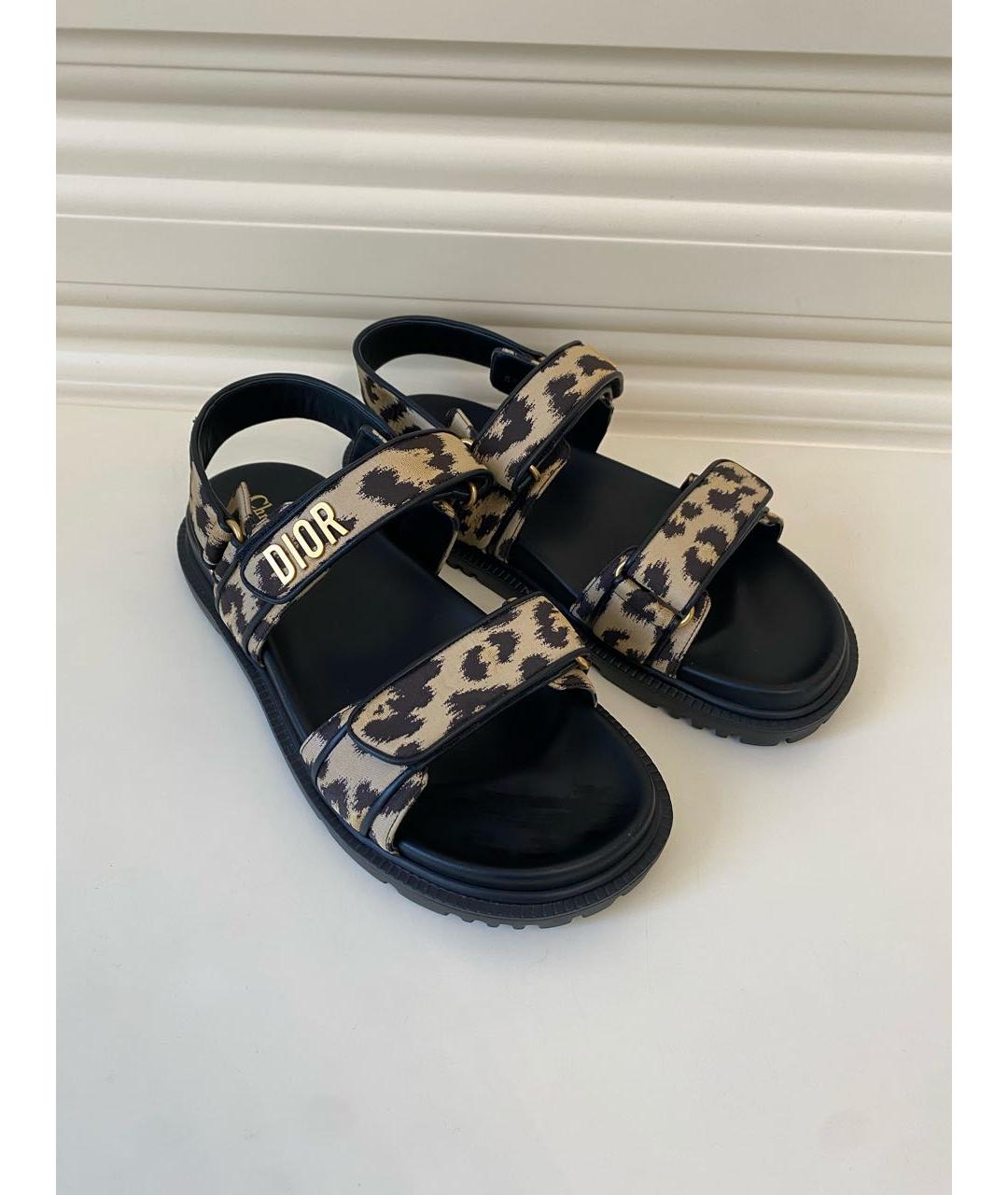 CHRISTIAN DIOR Коричневые кожаные сандалии, фото 3