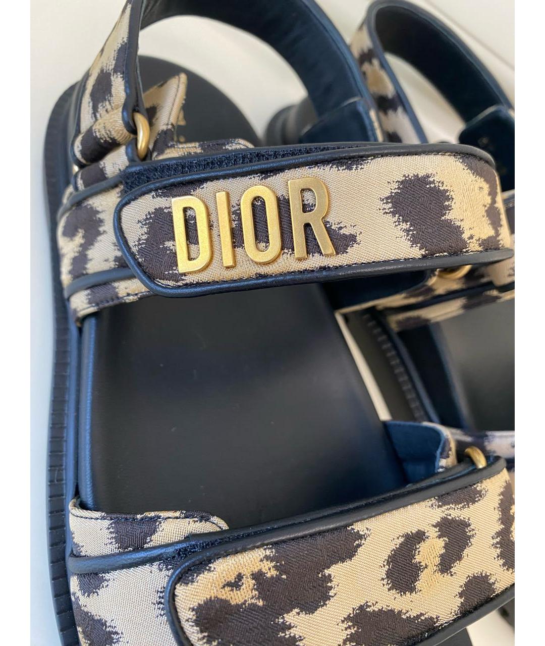 CHRISTIAN DIOR Коричневые кожаные сандалии, фото 4