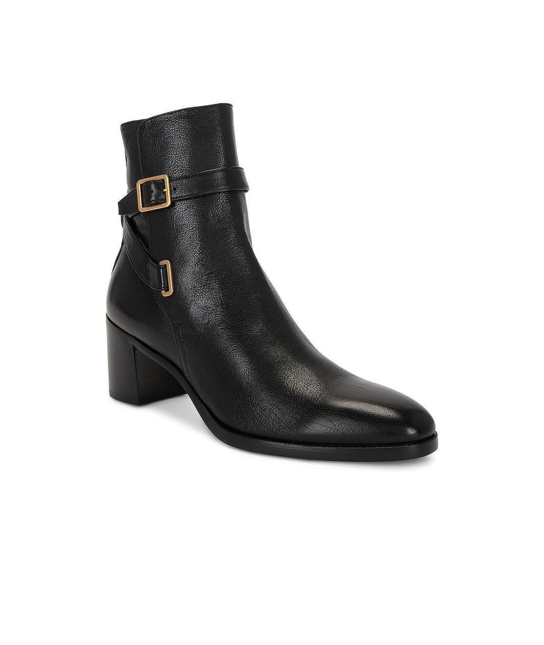 SAINT LAURENT Черные кожаные ботинки, фото 2