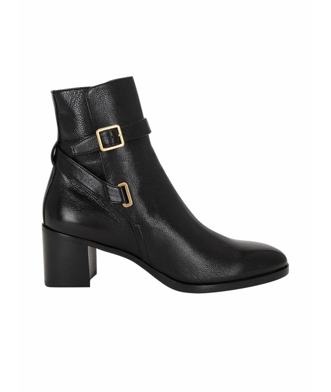SAINT LAURENT Черные кожаные ботинки, фото 1