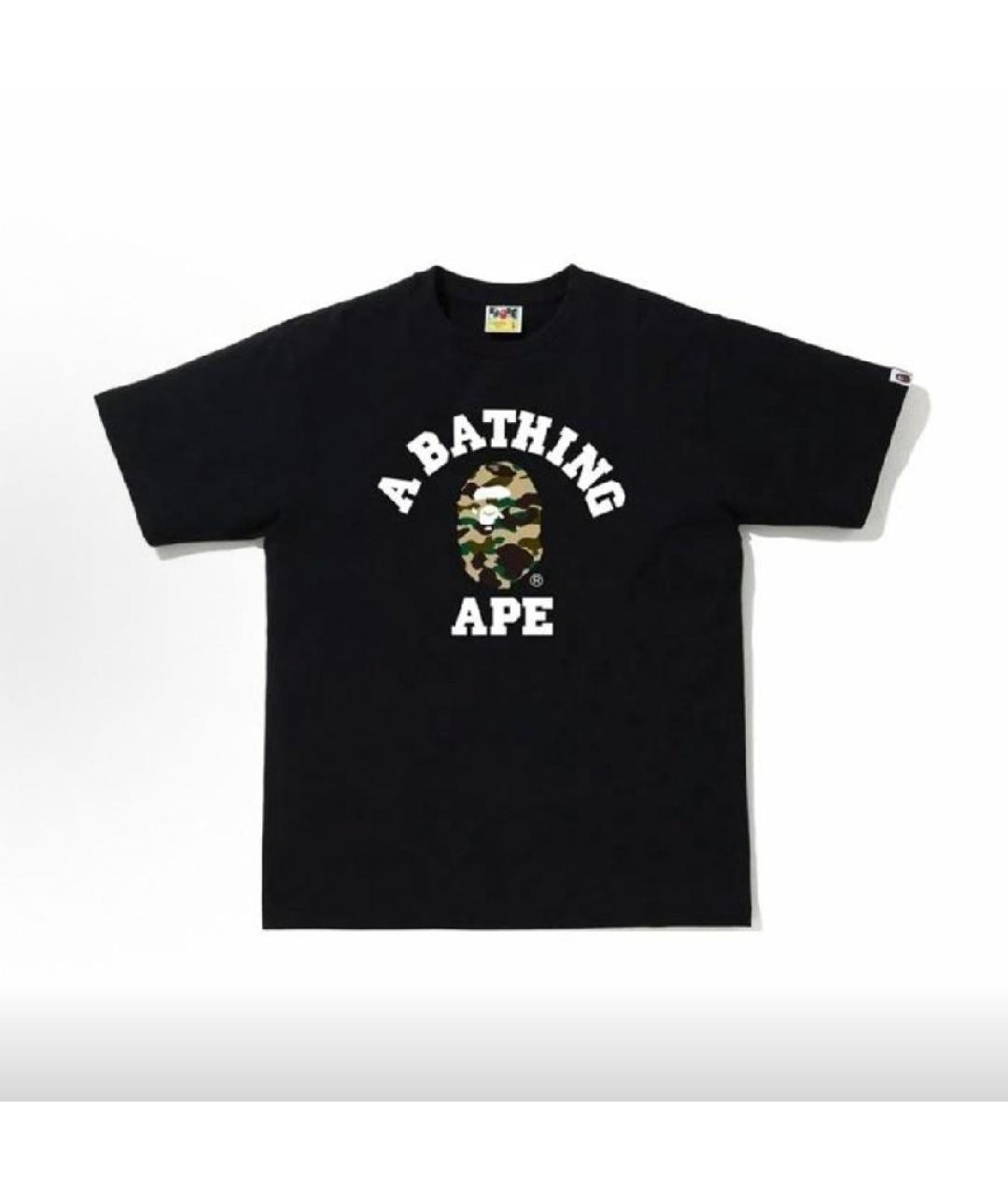 A BATHING APE Черная хлопковая футболка, фото 6