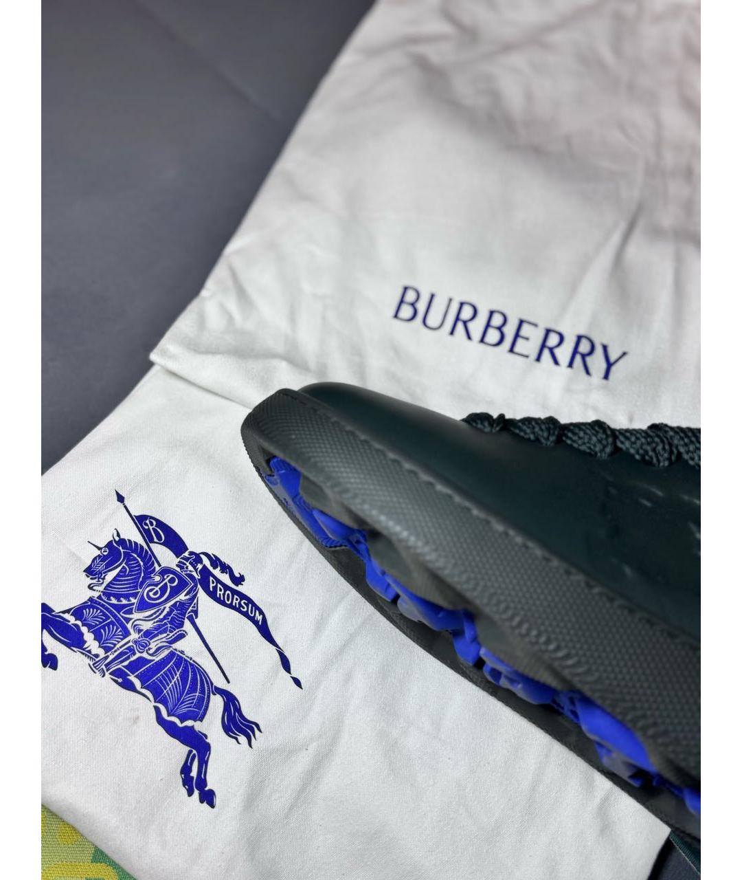 BURBERRY Зеленые кожаные низкие кроссовки / кеды, фото 7