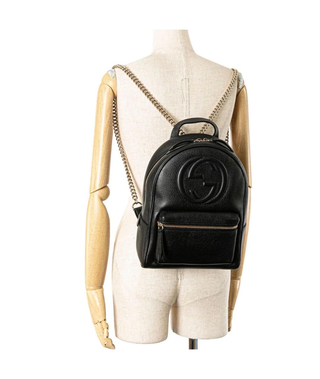 GUCCI Черный кожаный рюкзак, фото 7