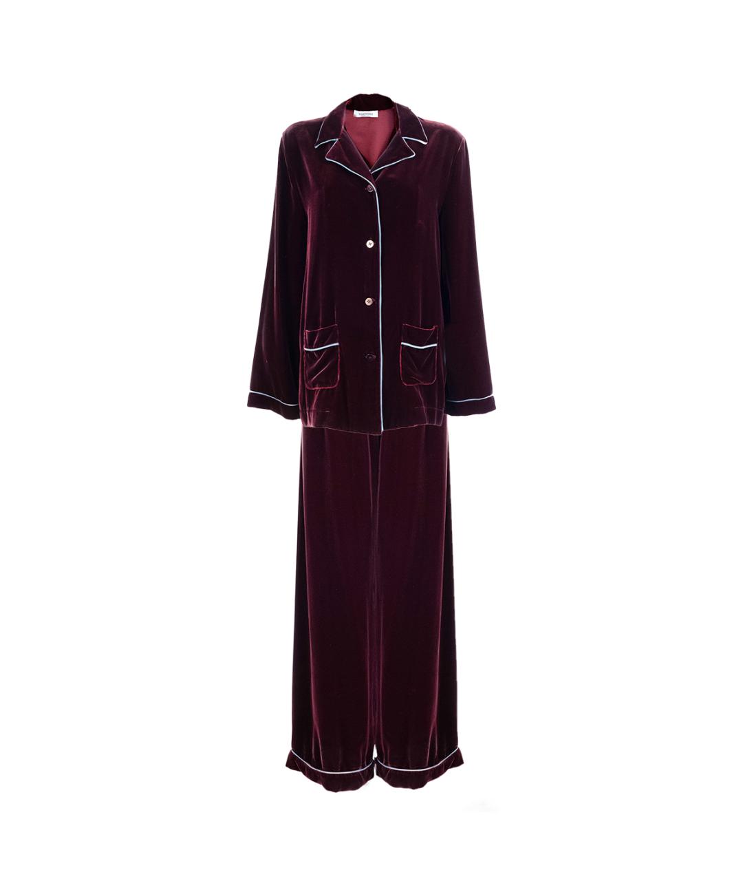 VALENTINO Бордовый вискозный костюм с брюками, фото 10