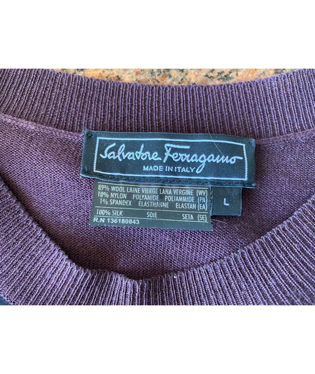 FERRAGAMO Фиолетовое шерстяное повседневное платье, фото 5