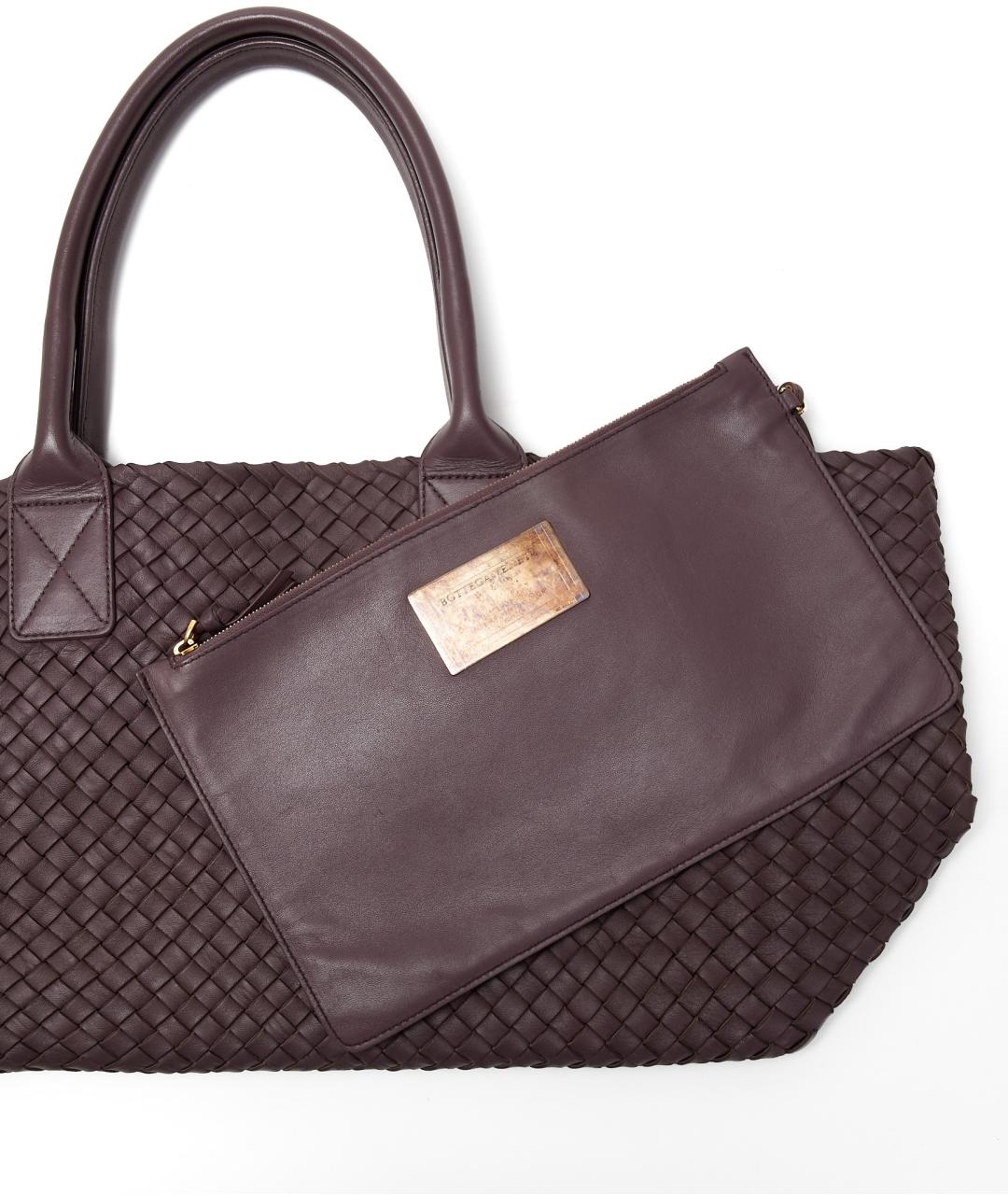 BOTTEGA VENETA Фиолетовая кожаная сумка тоут, фото 7