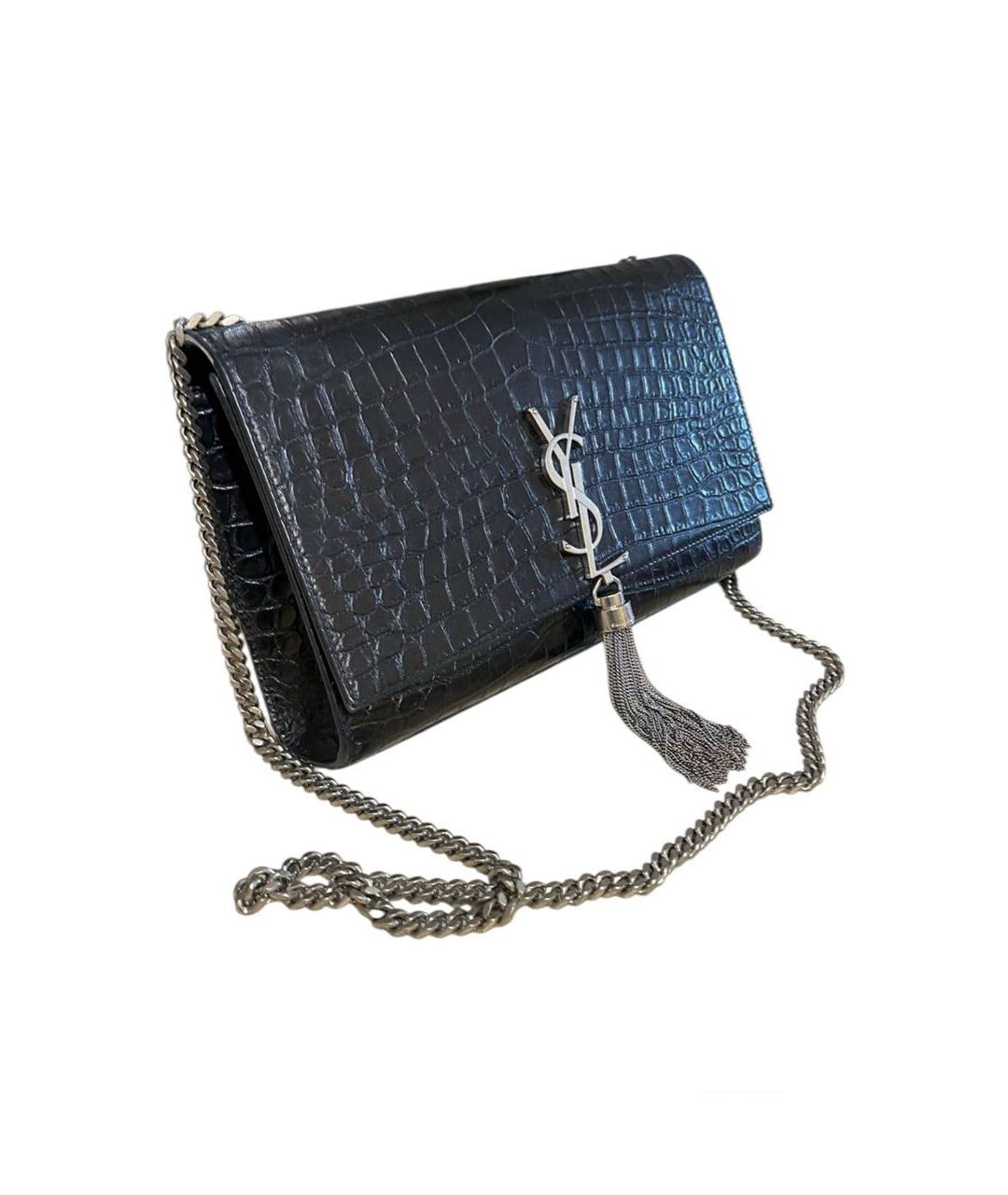 SAINT LAURENT Черная кожаная сумка через плечо, фото 2