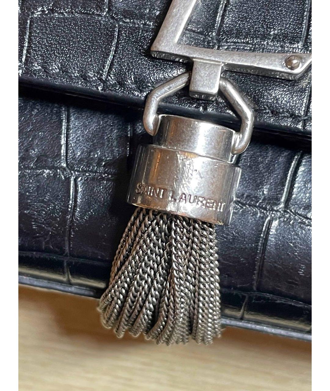 SAINT LAURENT Черная кожаная сумка через плечо, фото 8