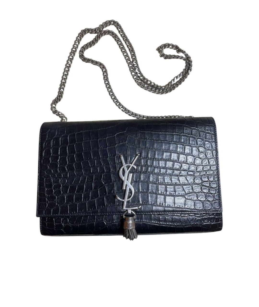 SAINT LAURENT Черная кожаная сумка через плечо, фото 9