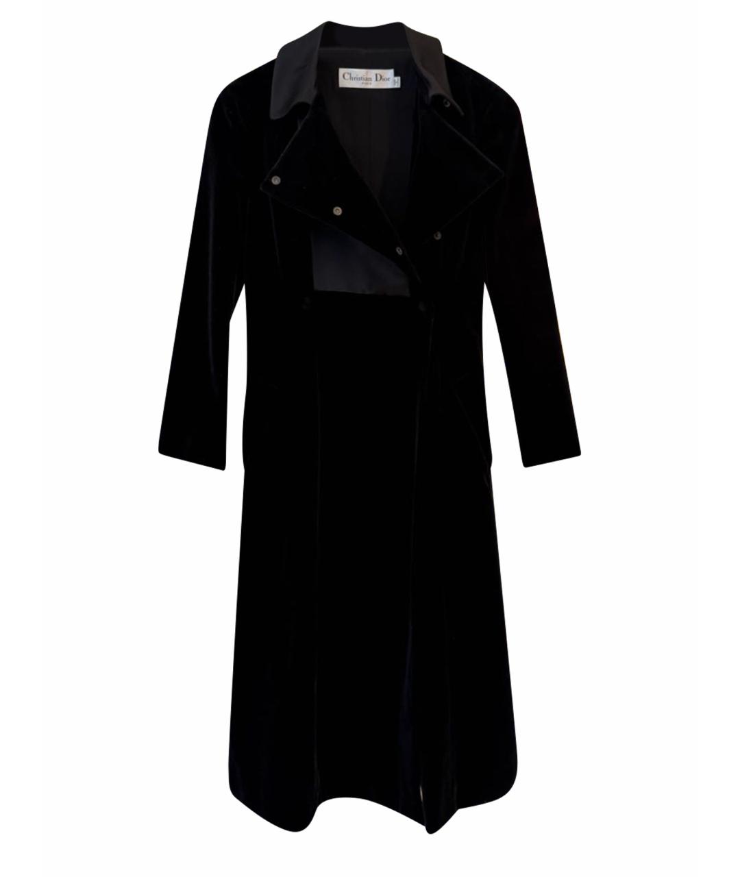 CHRISTIAN DIOR Черное бархатное пальто, фото 1