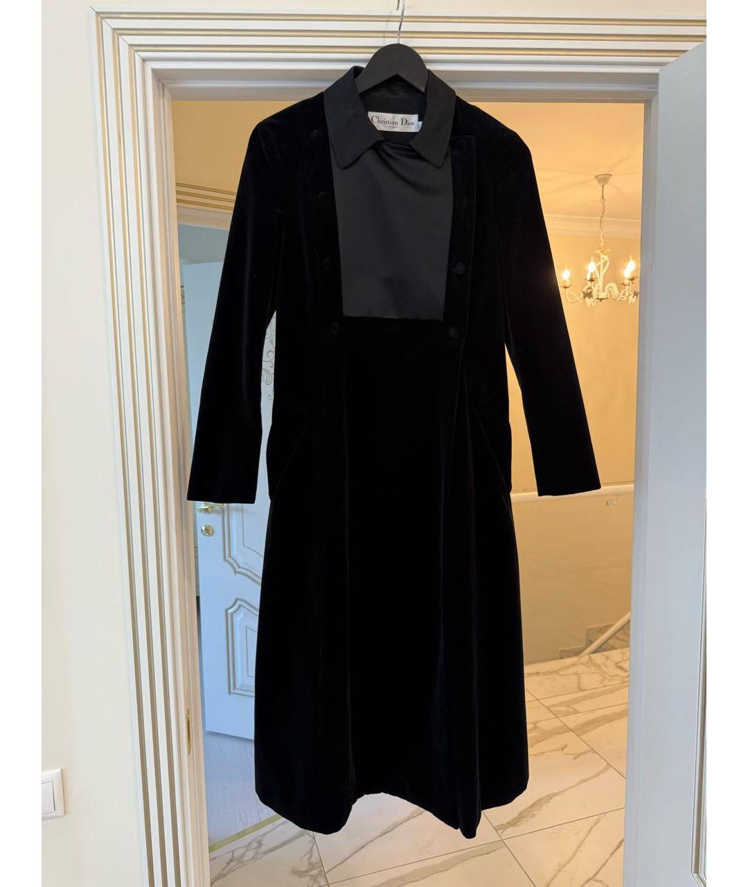 CHRISTIAN DIOR Черное бархатное пальто, фото 2