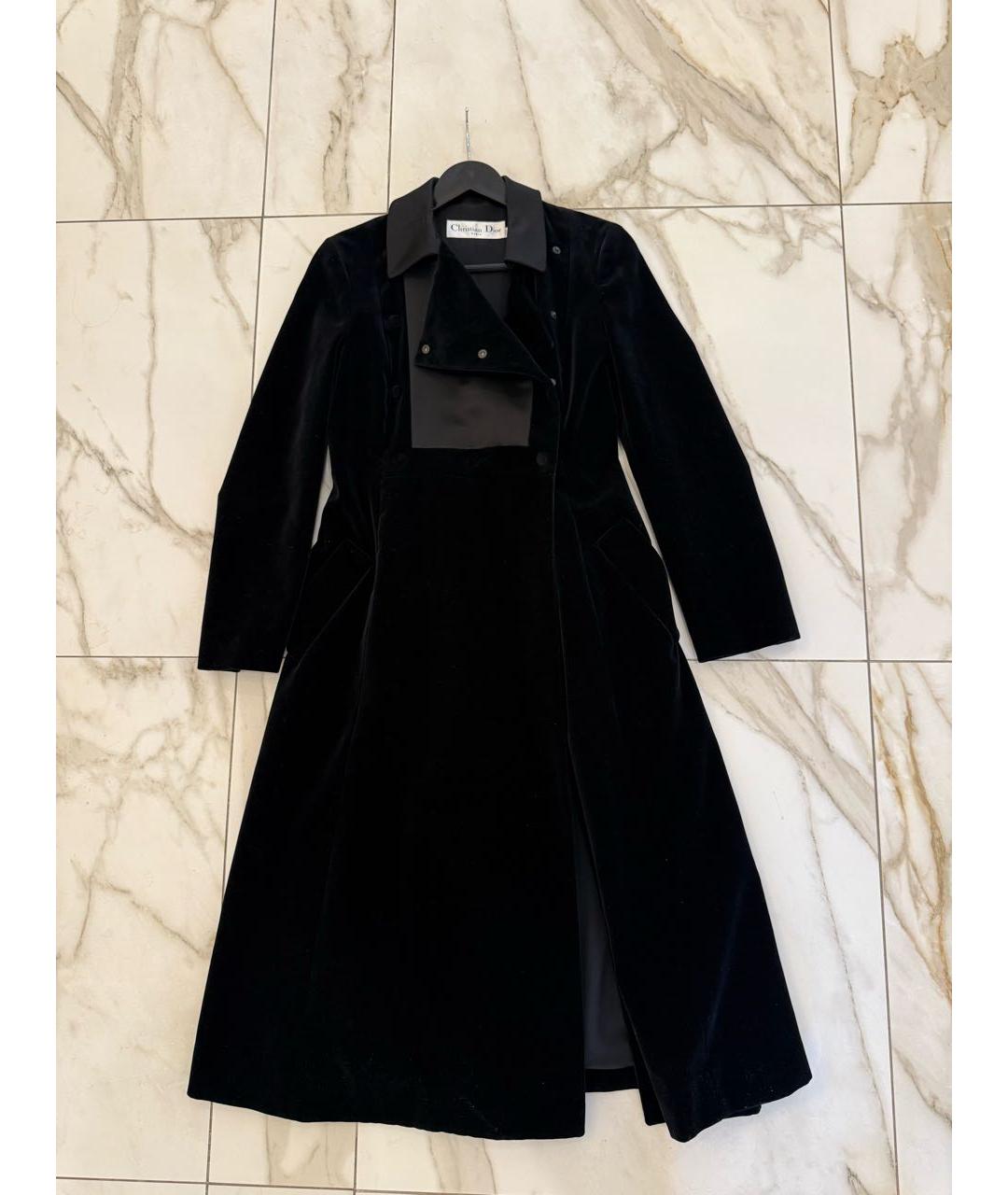 CHRISTIAN DIOR Черное бархатное пальто, фото 5