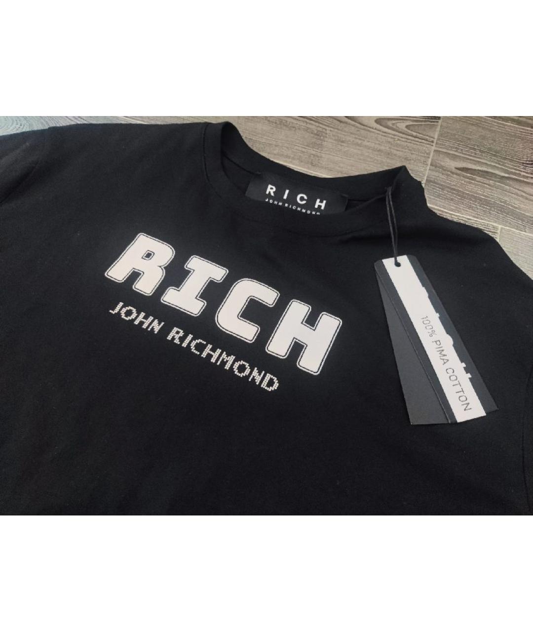 JOHN RICHMOND Черная хлопковая футболка, фото 4