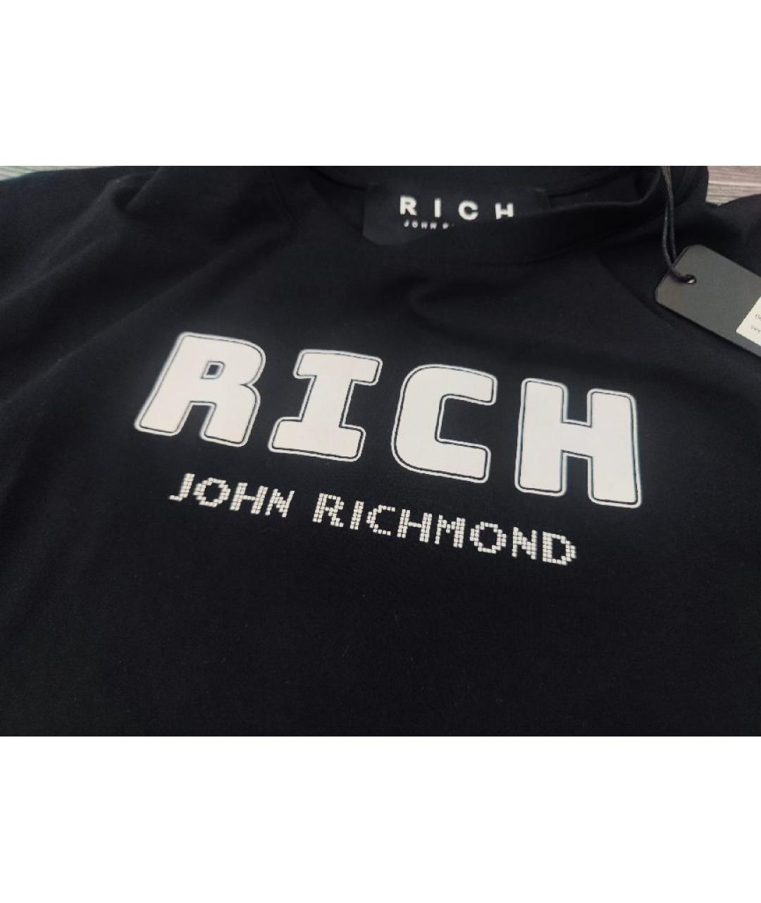 JOHN RICHMOND Черная хлопковая футболка, фото 3