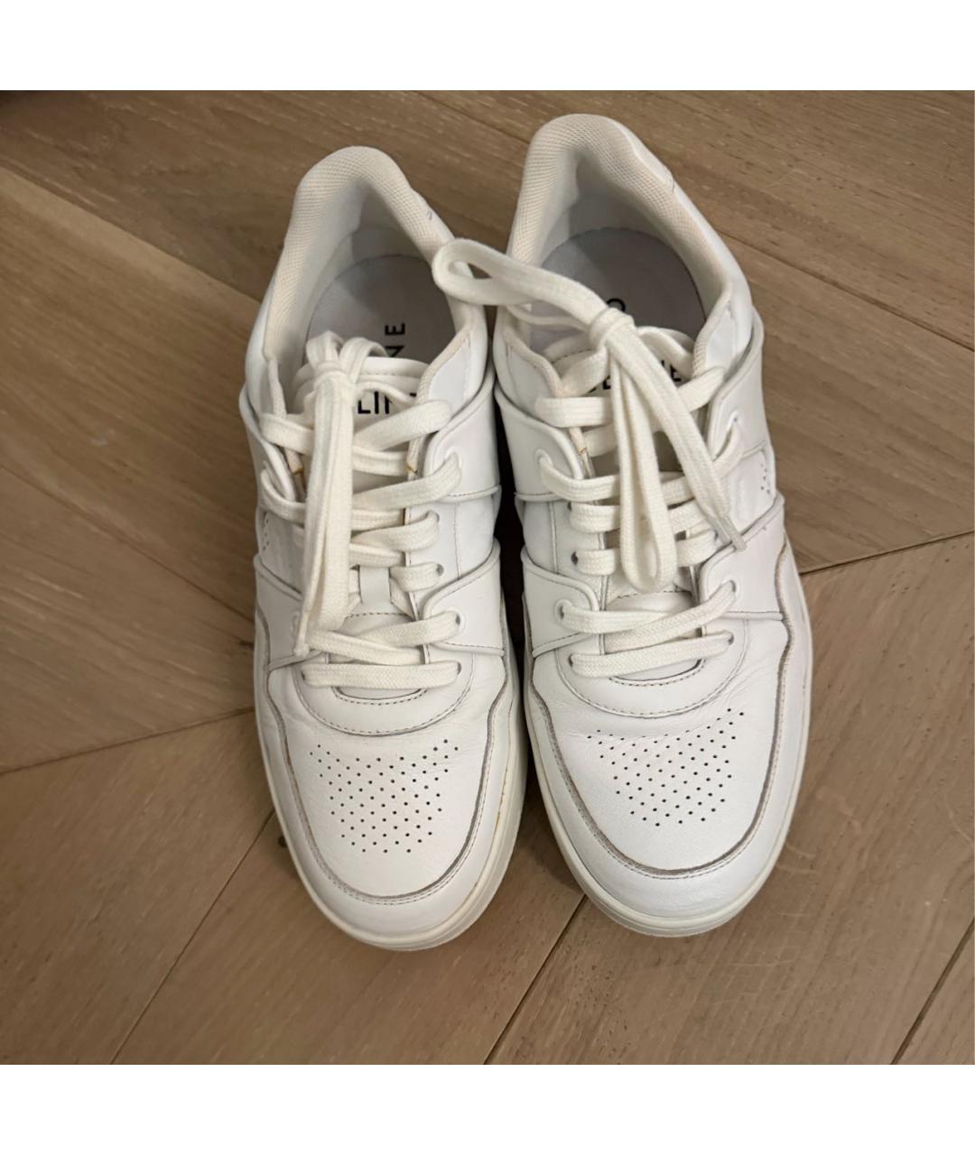 CELINE Белые кожаные кеды, фото 3