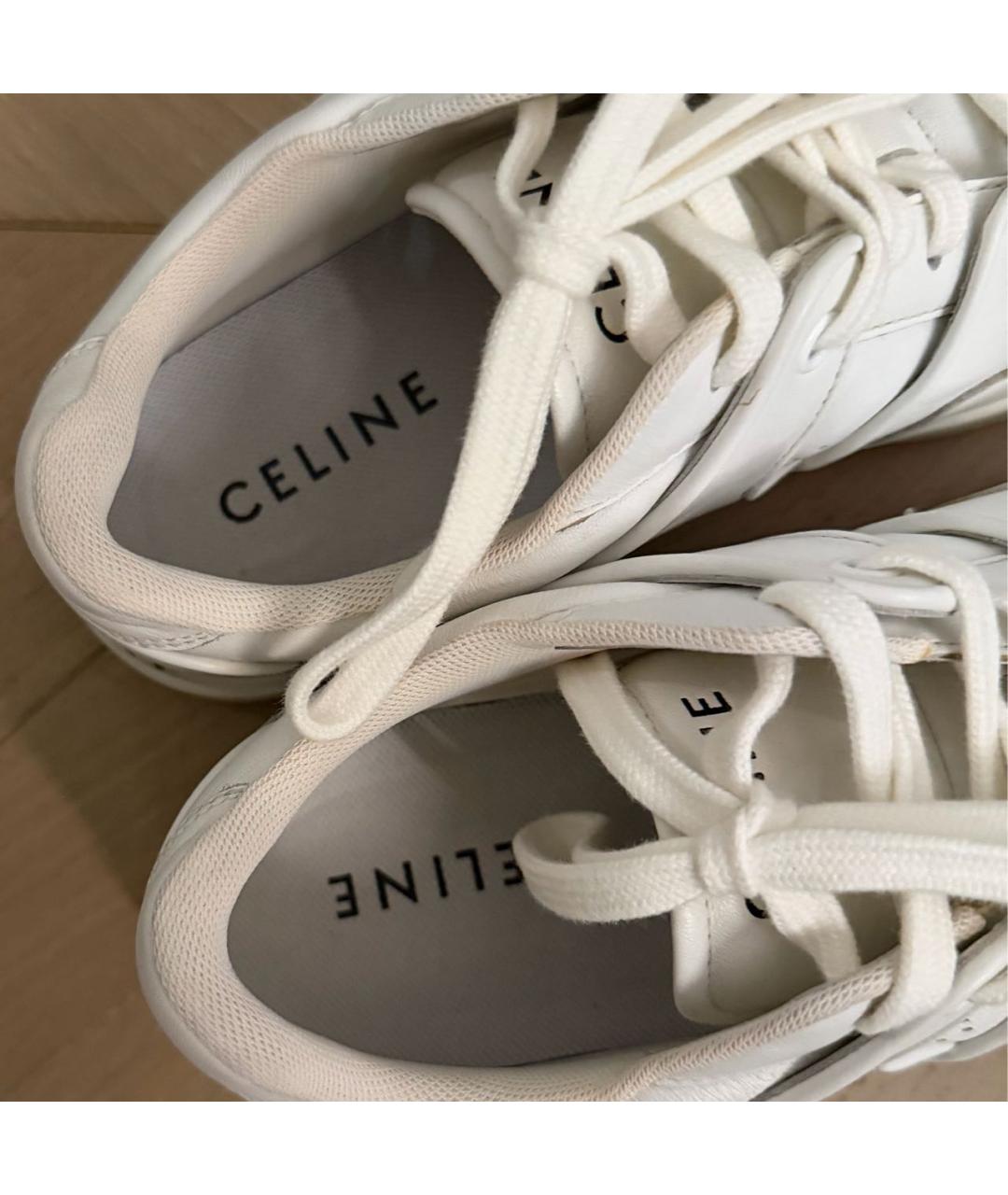 CELINE Белые кожаные кеды, фото 4
