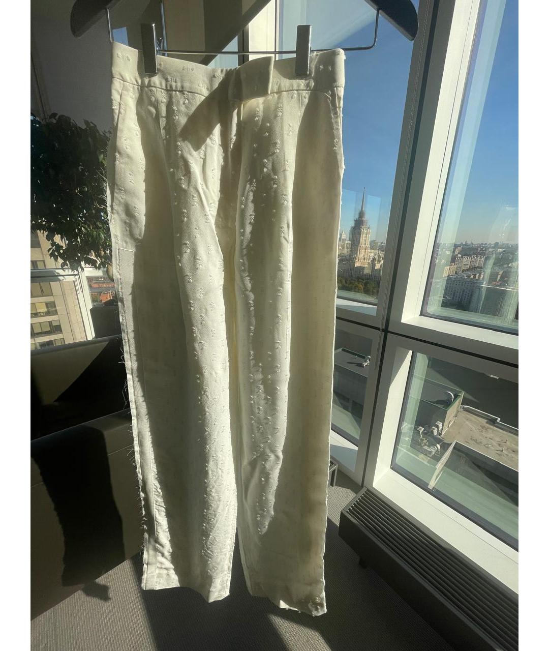 MCQ ALEXANDER MCQUEEN Белые вискозные прямые брюки, фото 2