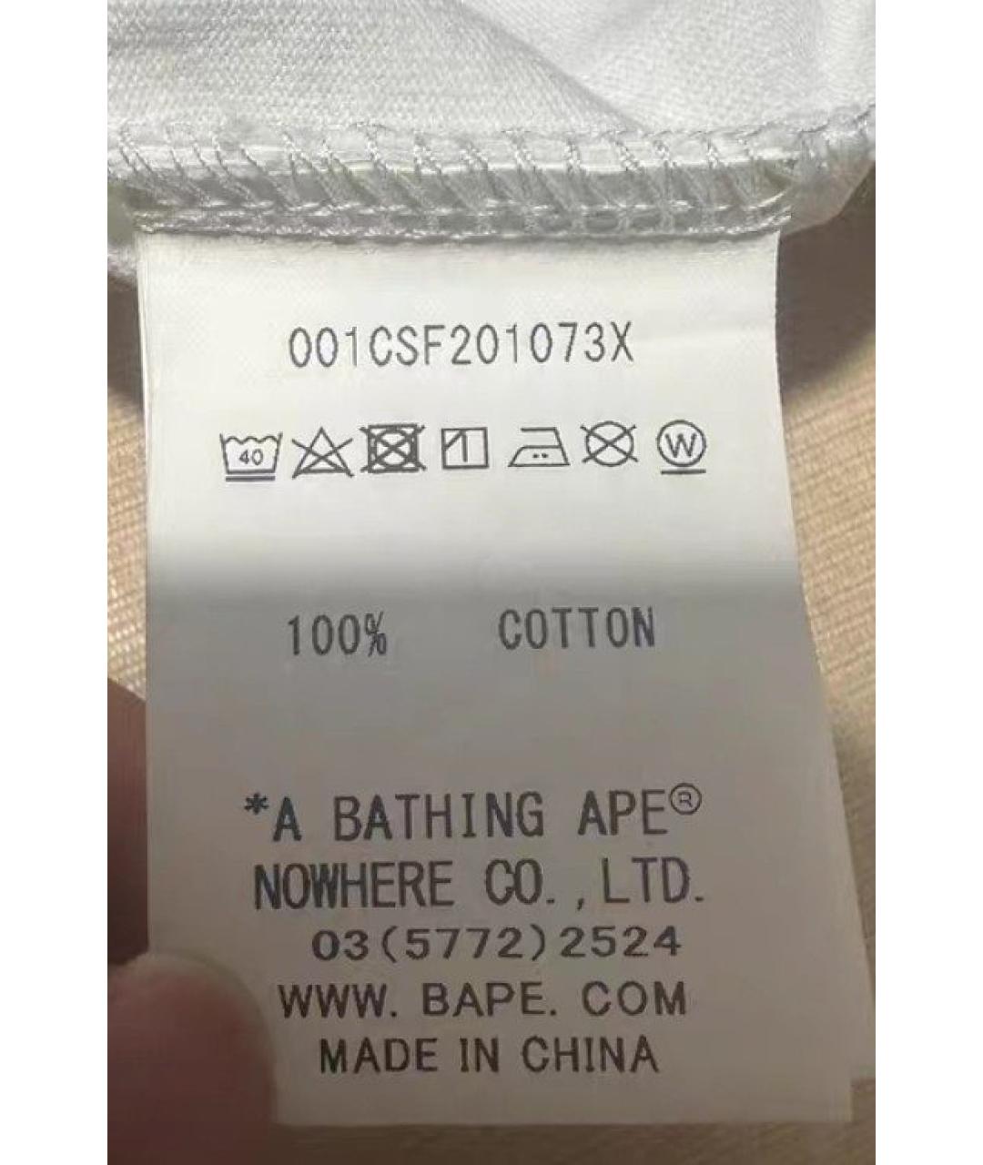 A BATHING APE Белая хлопковая футболка, фото 4