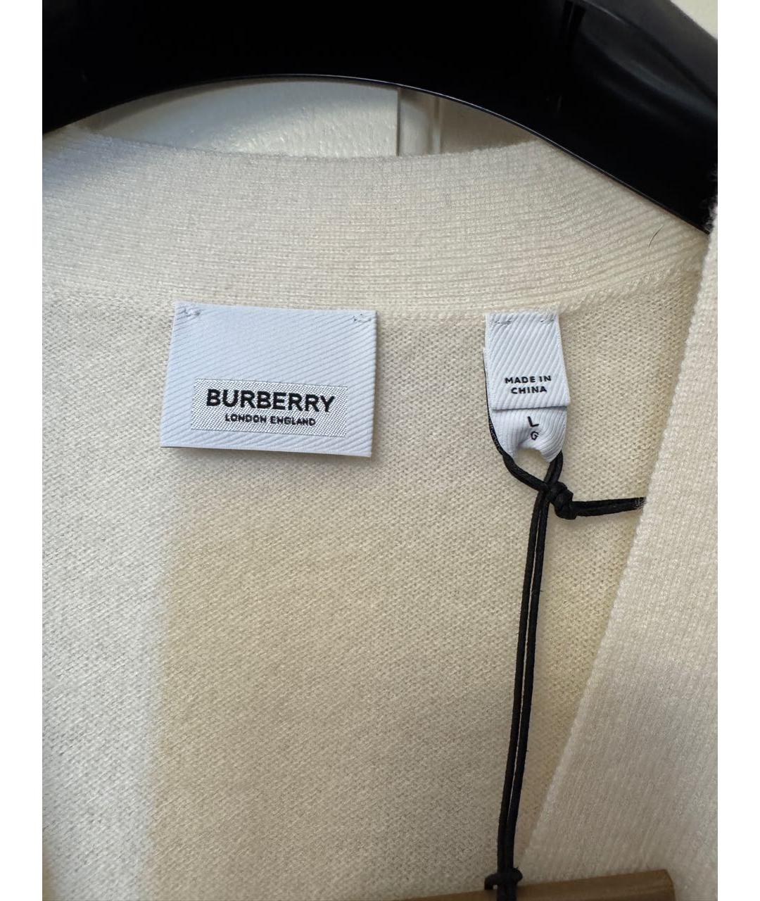 BURBERRY Белый кашемировый кардиган, фото 4