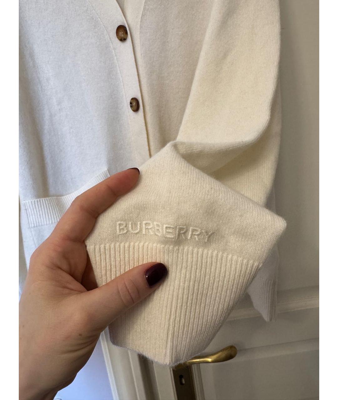 BURBERRY Белый кашемировый кардиган, фото 3