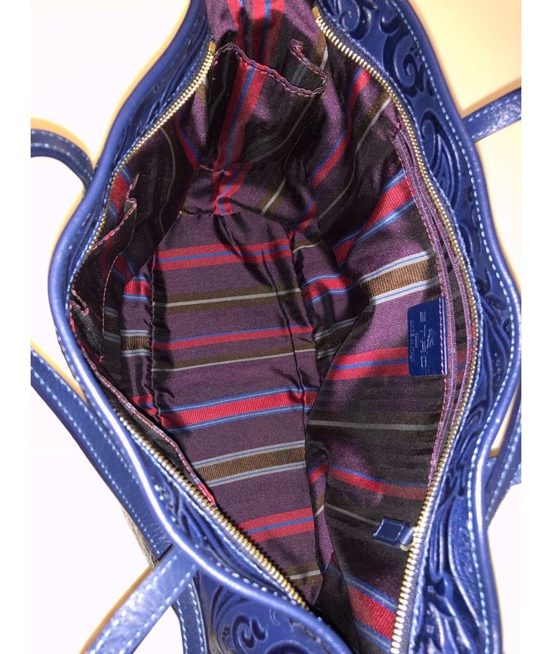 ETRO Темно-синяя кожаная сумка тоут, фото 4