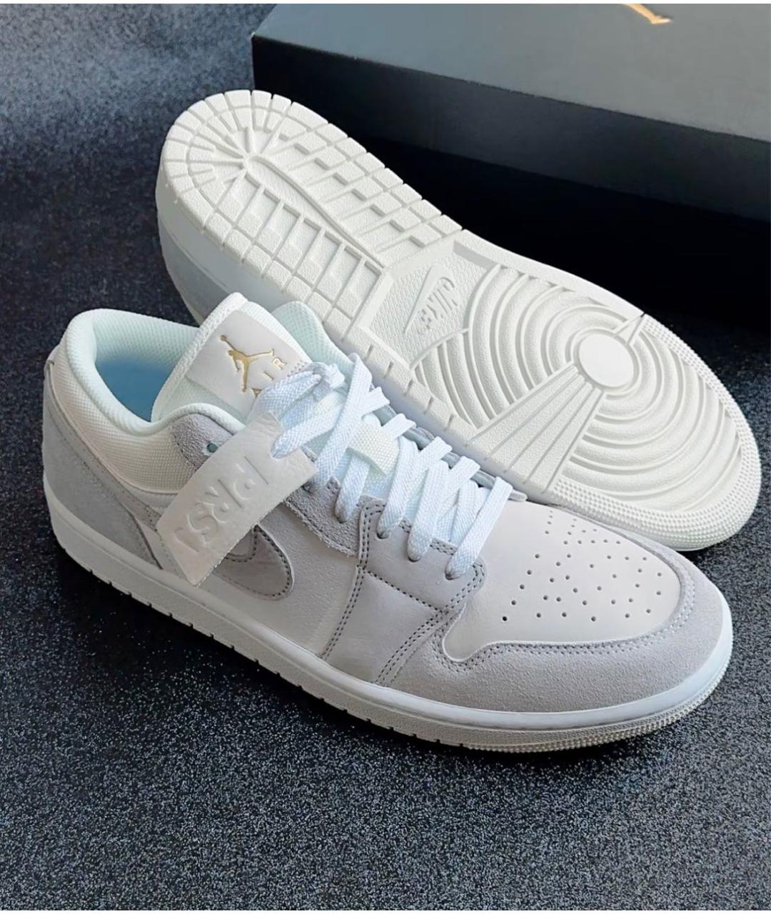 JORDAN Серые кожаные низкие кроссовки / кеды, фото 4