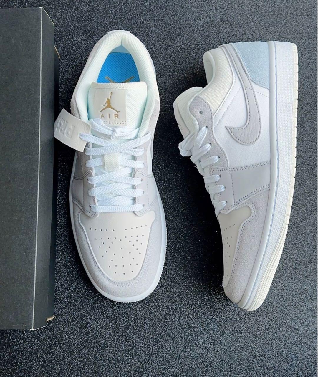 JORDAN Серые кожаные низкие кроссовки / кеды, фото 3