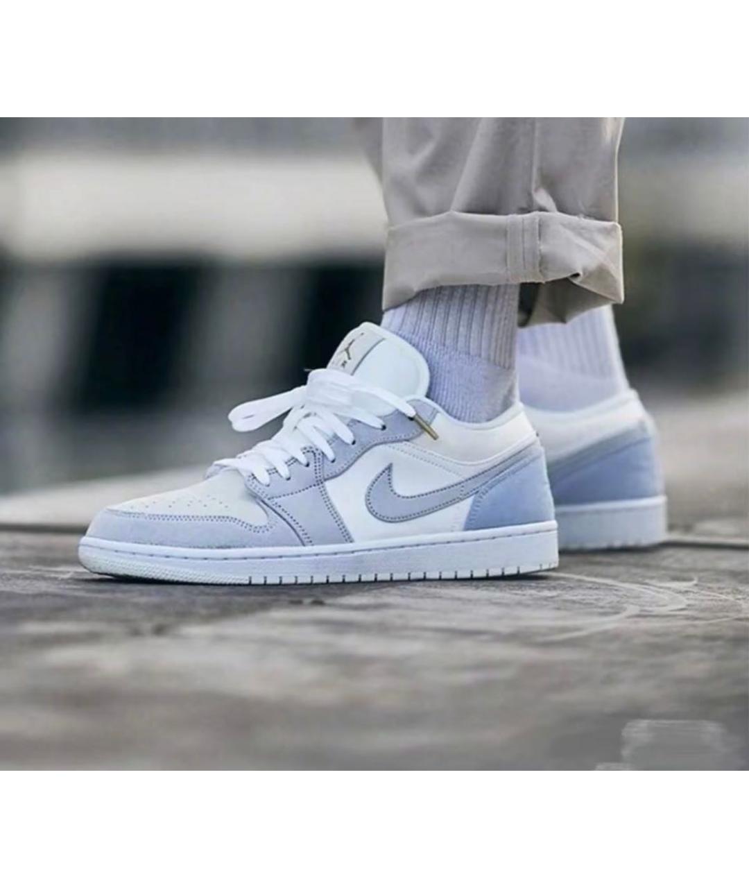 JORDAN Серые кожаные низкие кроссовки / кеды, фото 5