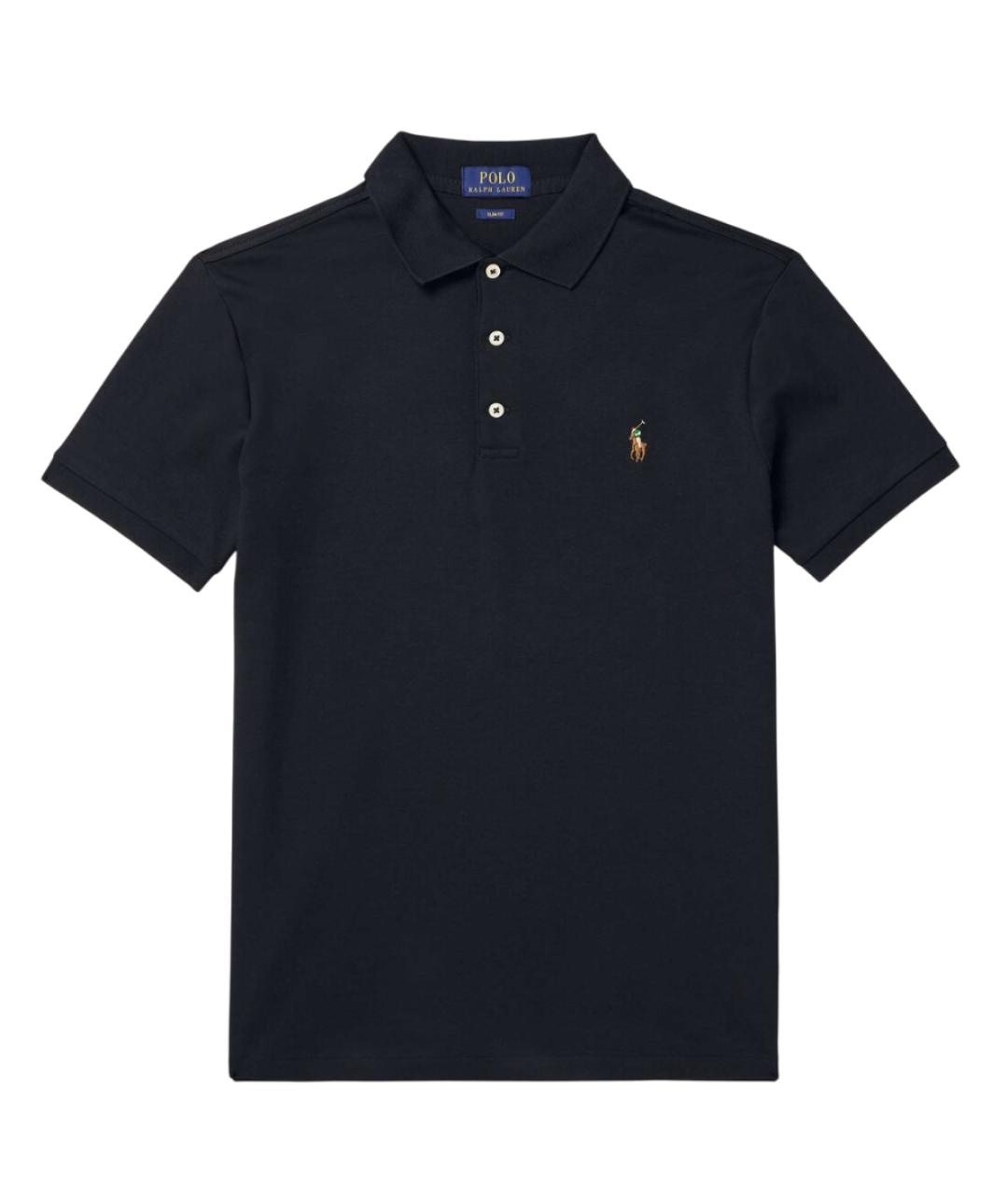 POLO RALPH LAUREN Черное хлопковое поло с коротким рукавом, фото 1