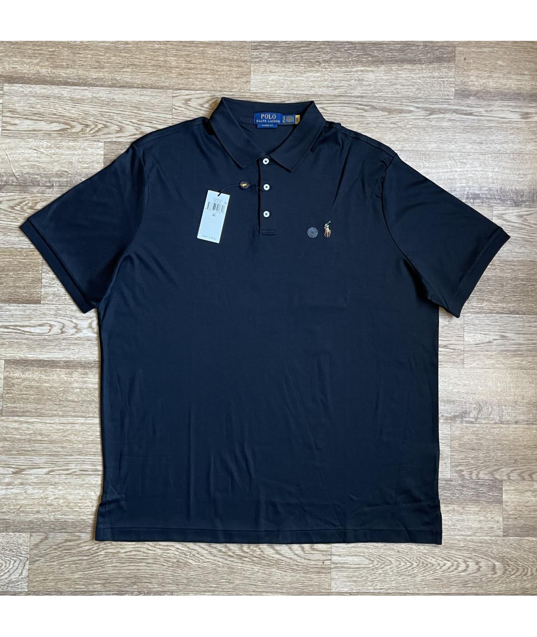 POLO RALPH LAUREN Черное хлопковое поло с коротким рукавом, фото 2