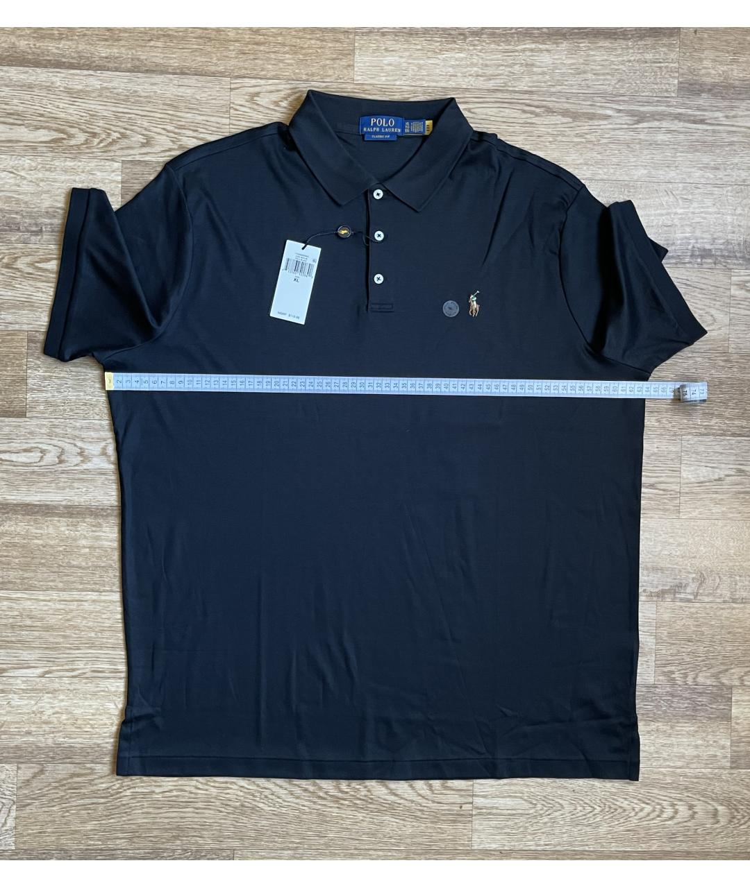POLO RALPH LAUREN Черное хлопковое поло с коротким рукавом, фото 8
